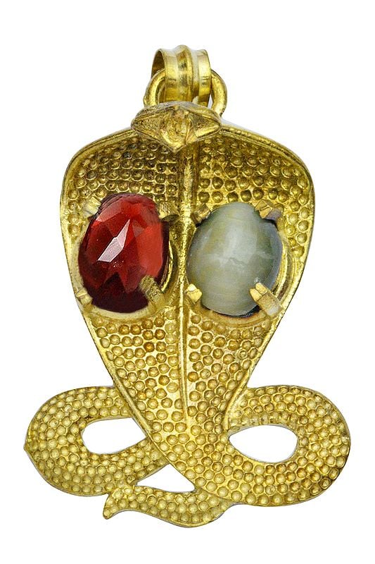 exotic india Brass Kundalini Pendant Painted in Yellowish Gold 