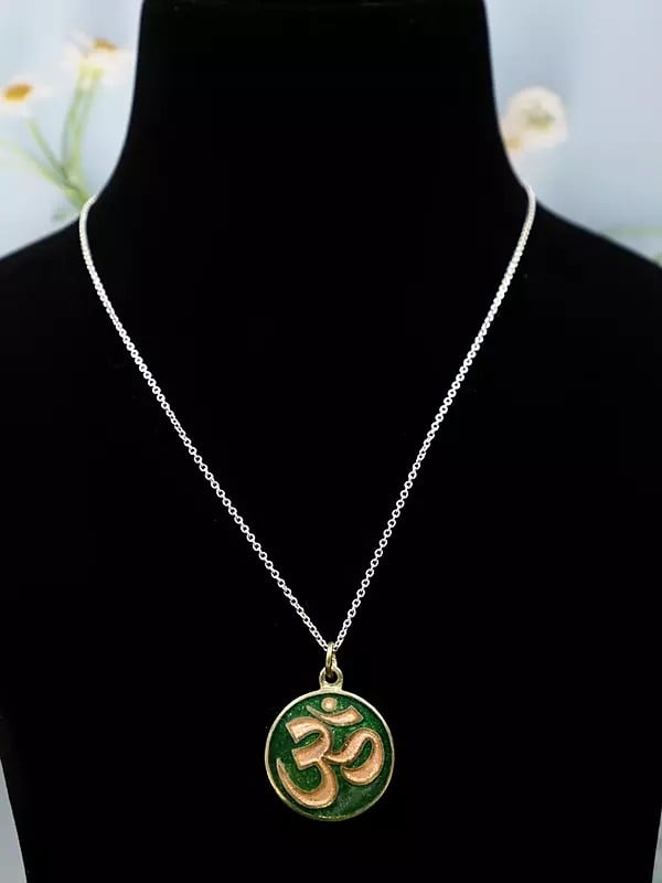 Exotic India Brass Om Pendant | Jewelry With Hindu Symbols And Icons 