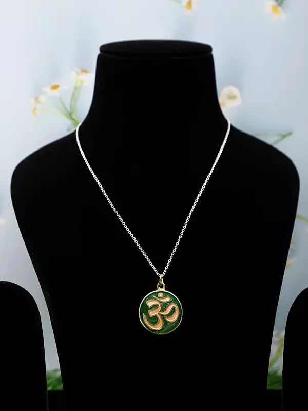 exotic india Brass Om Pendant | Jewelry with Hindu Symbols and Icons