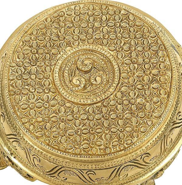 Exotic India Brass Ritual Pedestal | Crafted Pooja Chowki 