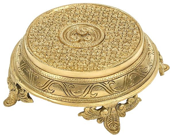 Exotic India Brass Ritual Pedestal | Crafted Pooja Chowki 
