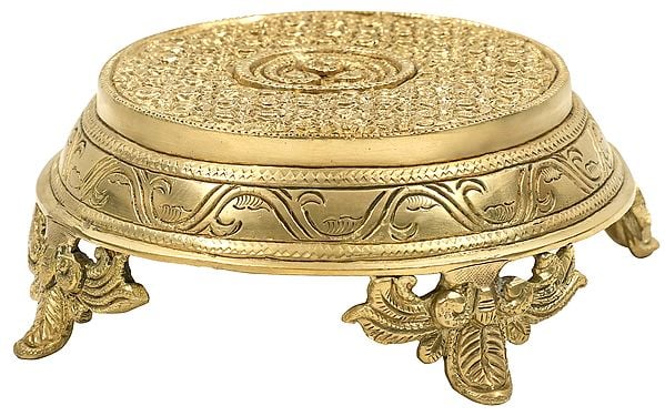 exotic india Brass Ritual Pedestal | Crafted Pooja Chowki 