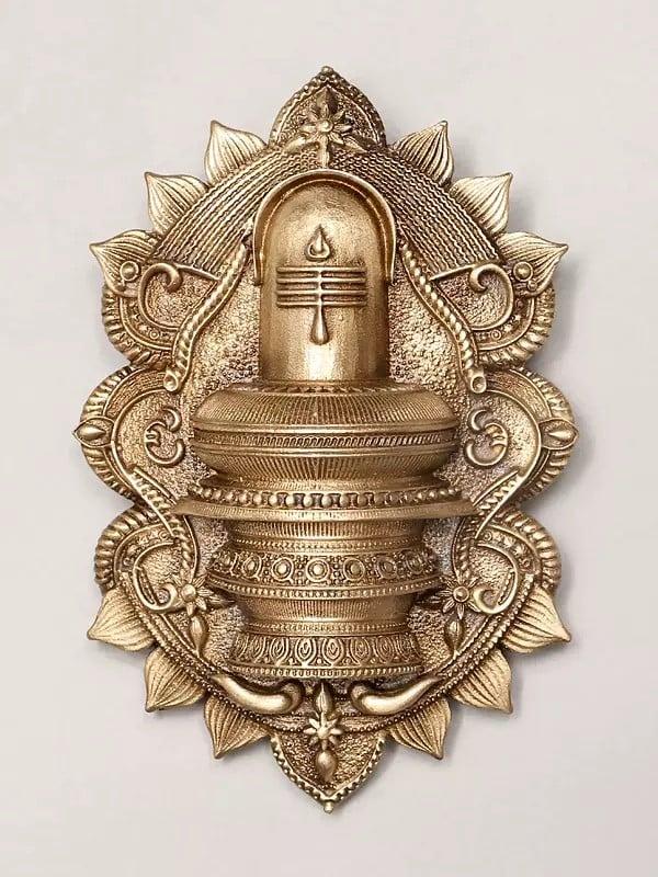 Exotic India Brass Shiva Linga Lapel Pin And Brooch Set 