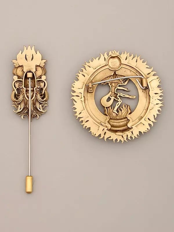 Exotic India Brass Tandava Shiva Brooch And Lapel Pin 