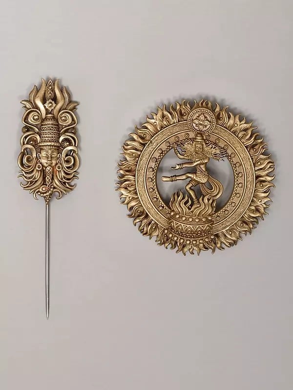 exotic india Brass Tandava Shiva Brooch and Lapel Pin 