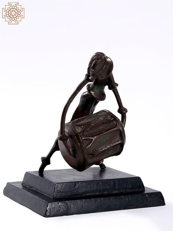 Exotic India Bronze Tribal Drummer – Rhythm Of The Earth| Signed Product By Artist : Ekeshwar 