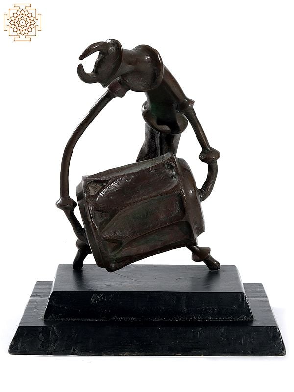 exotic india Bronze Tribal Drummer – Rhythm of the Earth| Signed Product by Artist : Ekeshwar 