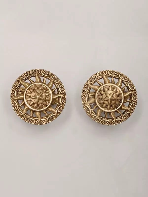 Exotic India Buddha Brooch And Buddha Lapel Pin With Sun Cufflinks Set 