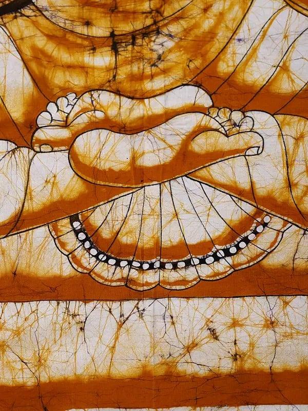 Exotic India Buddha In Dharmachakra Mudra | Batik Painting On Cotton