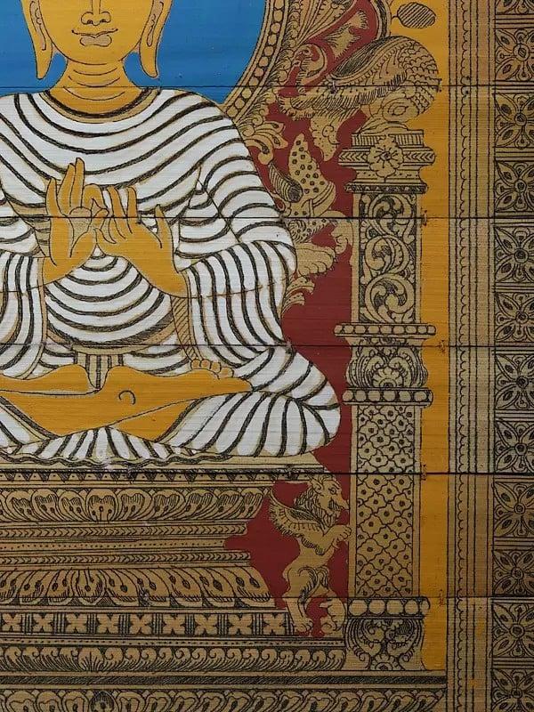 Exotic India Buddha Seated In Dharmachakra Mudra | Pattachitra Painting On Palm Leaf 
