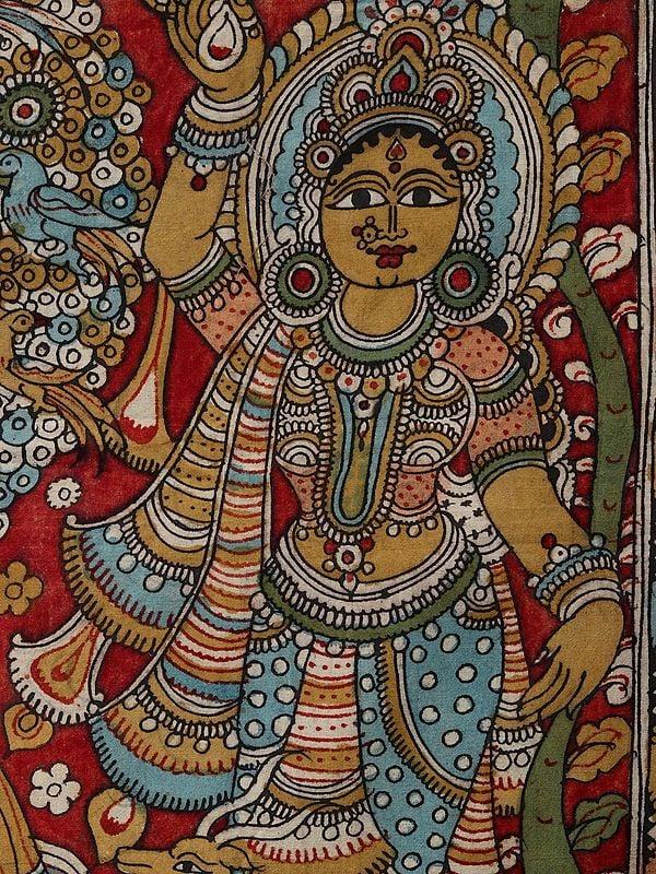 Exotic India Buddha With Disciples | Vintage Kalamkari Painting 