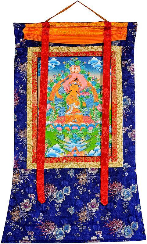 Exotic India Buddhist Deity Manjushri Tibetan Thangka Painting 