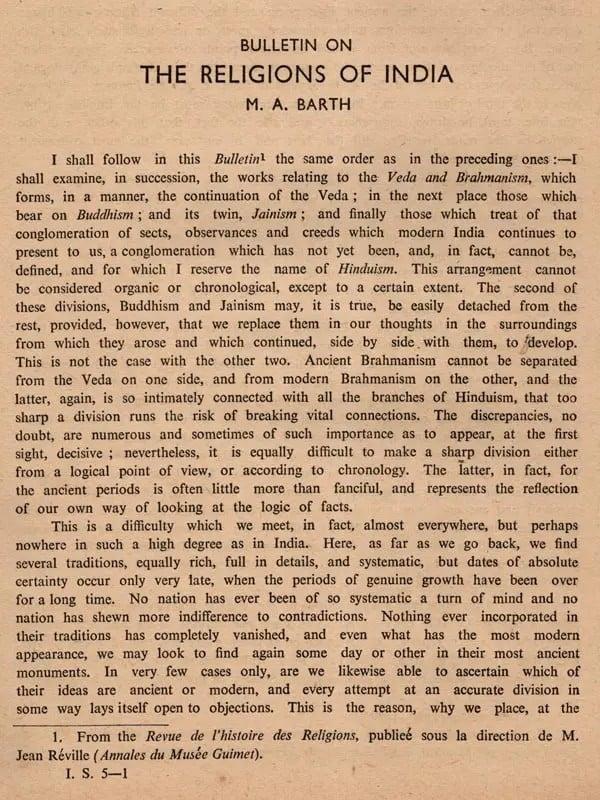 Exotic India Bulletin On The Religion Of India (An Old And Rare Book) 