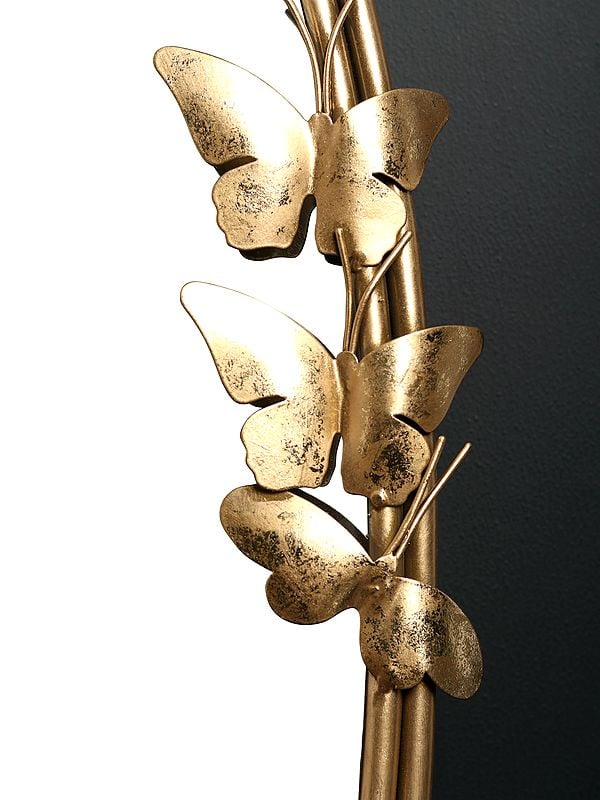 Exotic India Butterfly Ovel Shape Large Mirror With Iron Frame 