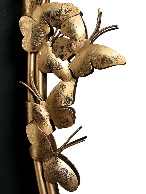 Exotic India Butterfly Ovel Shape Large Mirror With Iron Frame 