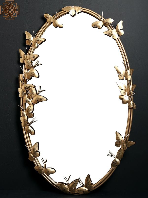 exotic india Butterfly Ovel shape Large Mirror With Iron Frame 