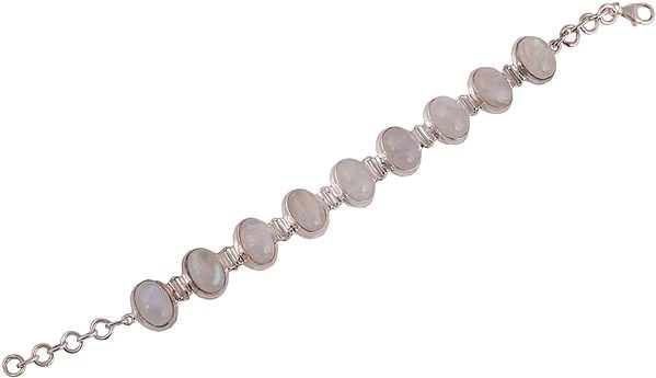 Exotic India Cabochon Rainbow Moonstone Studded Bracelet