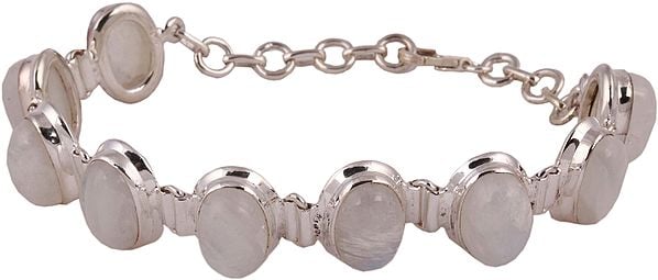 exotic india Cabochon Rainbow Moonstone Studded Bracelet