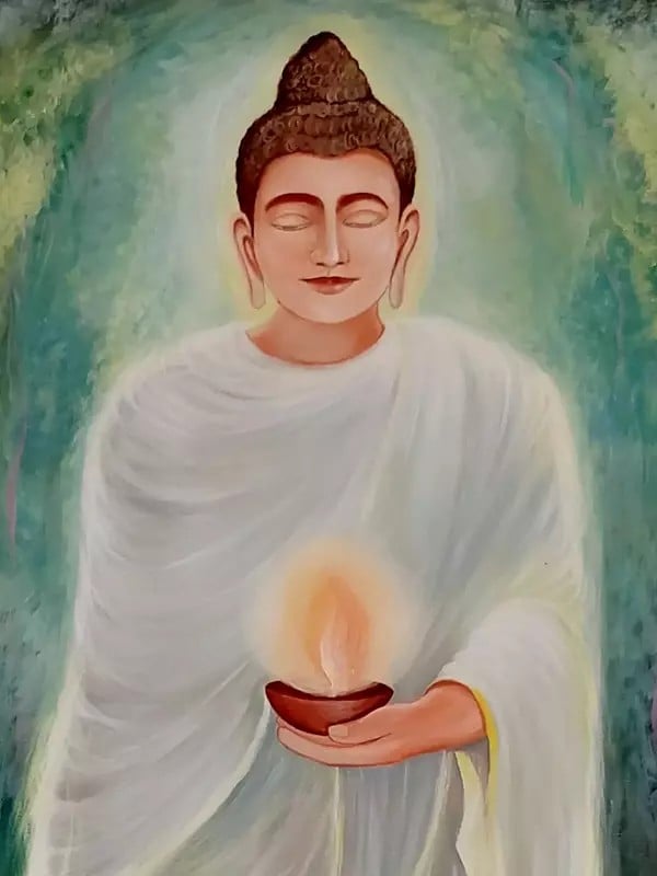Exotic India Calm And Peaceful Buddha | Acrylic On Canvas | By Damini Sargam 