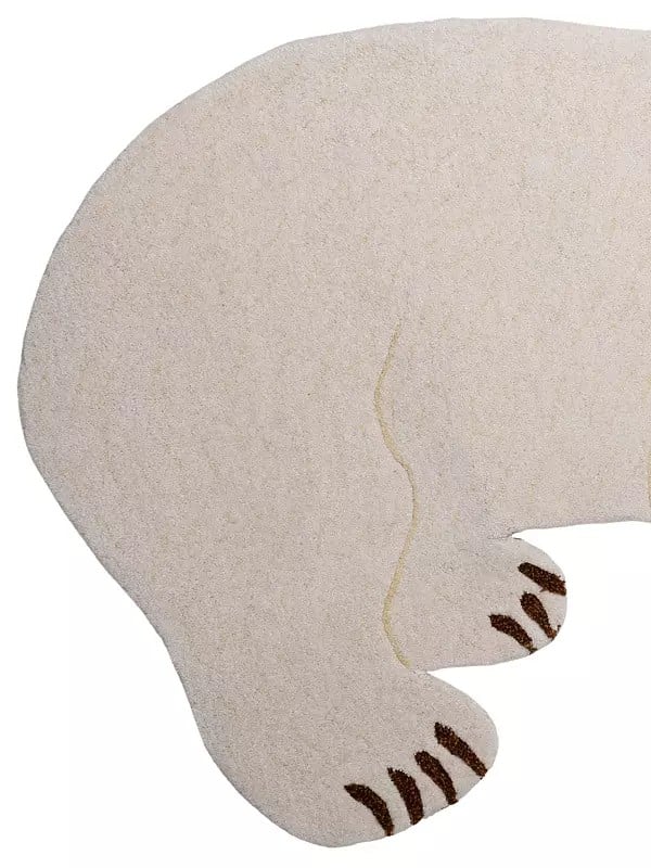 Exotic India Cannoli-Cream Polar Bear Handmade Tufted Yogic Mat From Mirzapur