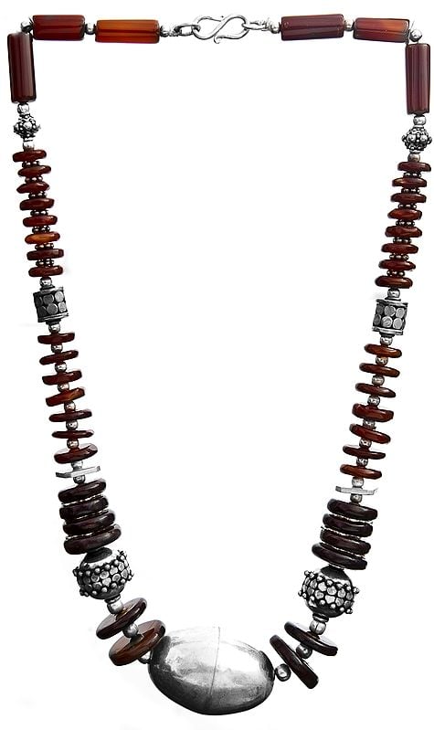 exotic india Carnelian Necklace With Iron Tiger Eye