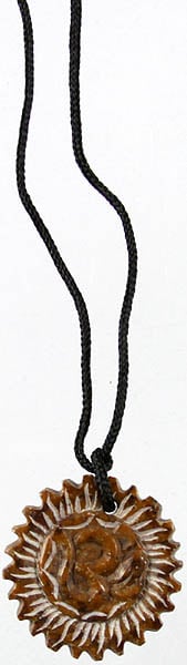 exotic india Carved Om (AUM) Necklace with Black Cord 