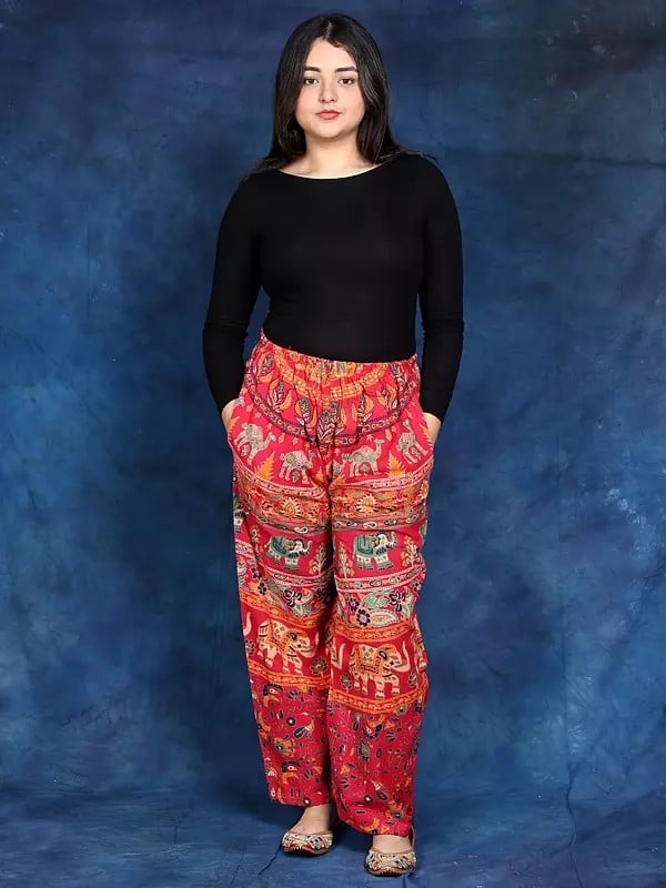 exotic india Casual Trousers from Pilkhuwa with Printed Elephants 