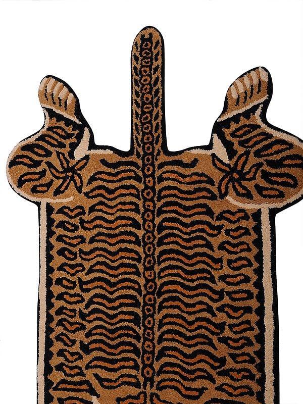 Exotic India Cathay-Spice Tibetan Leopard Wool Yogic Asana Mat From Mirzapur 