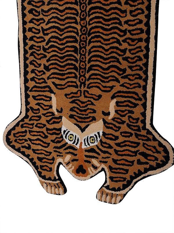 Exotic India Cathay-Spice Tibetan Leopard Wool Yogic Asana Mat From Mirzapur 
