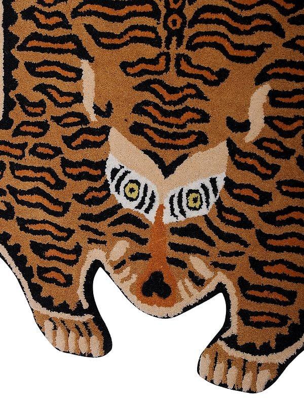Exotic India Cathay-Spice Tibetan Leopard Wool Yogic Asana Mat From Mirzapur 