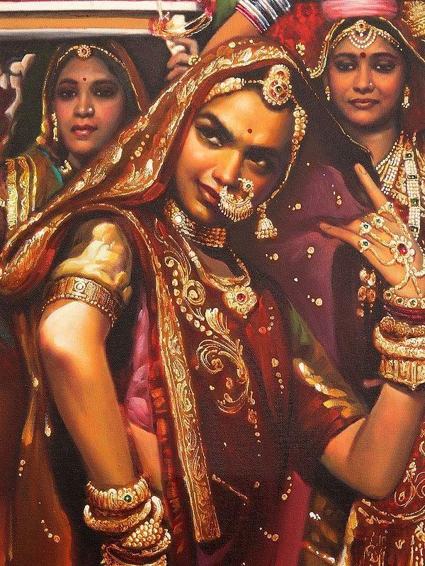 Exotic India Celebration Of Gangaur Festival | Without Frame | Oil Painting On Canvas