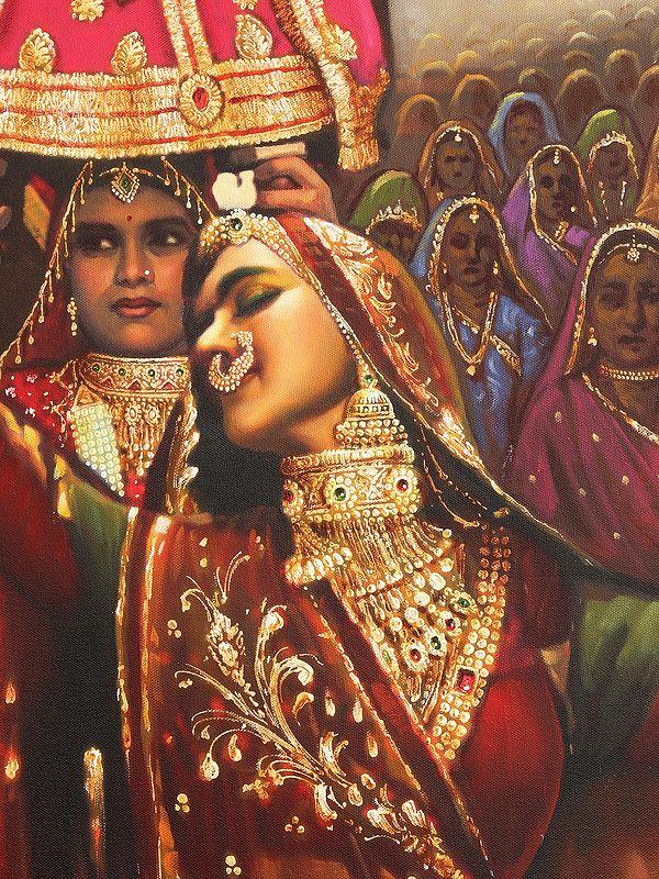 Exotic India Celebration Of Gangaur Festival | Without Frame | Oil Painting On Canvas