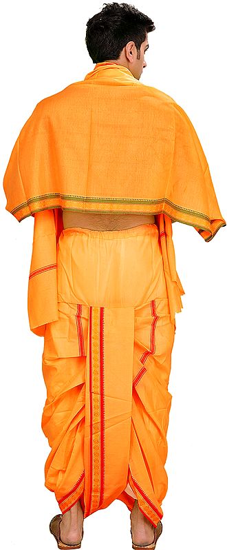 Exotic India Chamomile Ready To Wear Dhoti And Veshti Set 