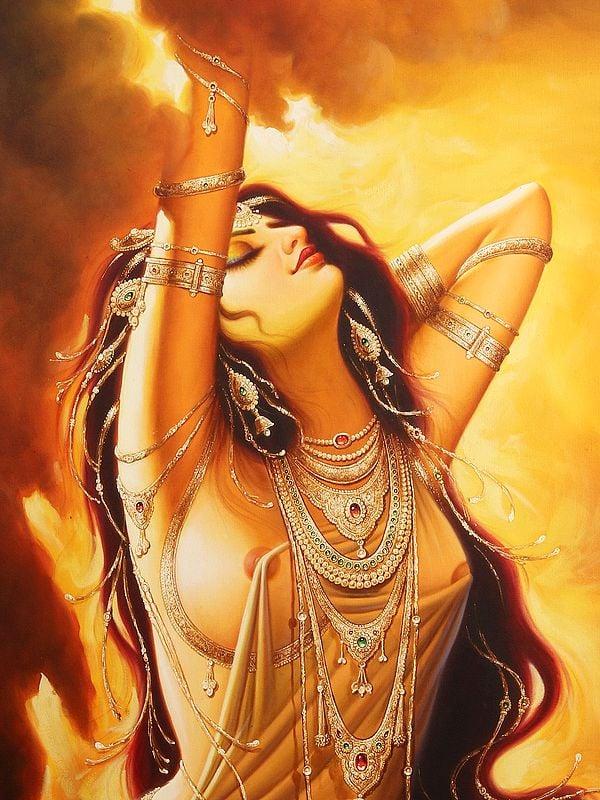 Exotic India Charming Beauty | Without Frame | Oil Painting On Canvas 