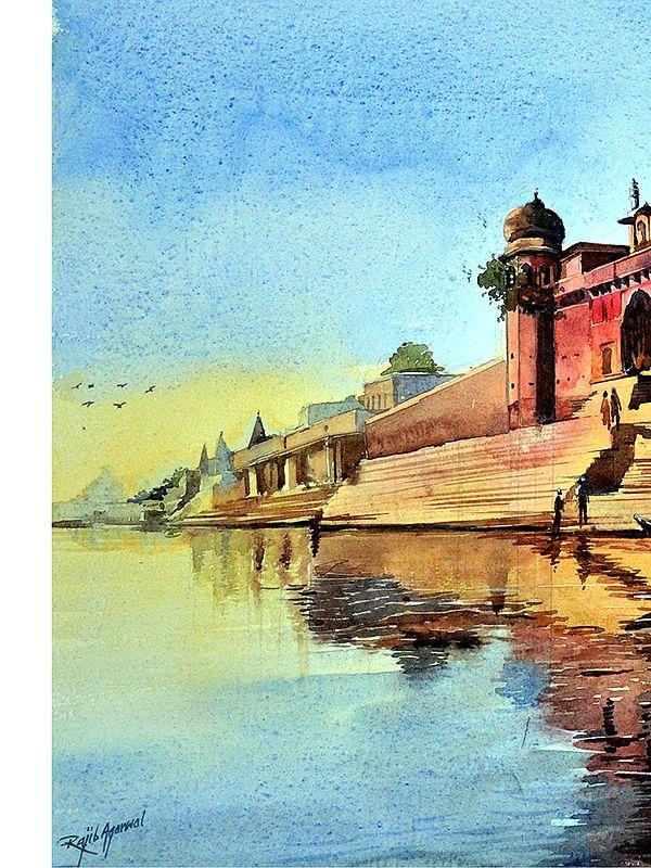 Exotic India Chet Singh Ghat | Watercolor Painting By Rajib Agarwal 