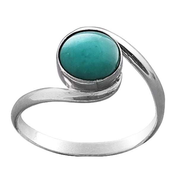 Exotic India Chic Sterling Silver Ring With Reconstituted Turquoise Stone 