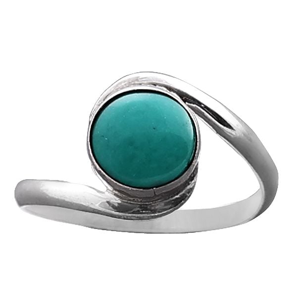 exotic india Chic Sterling Silver Ring with Reconstituted Turquoise Stone 