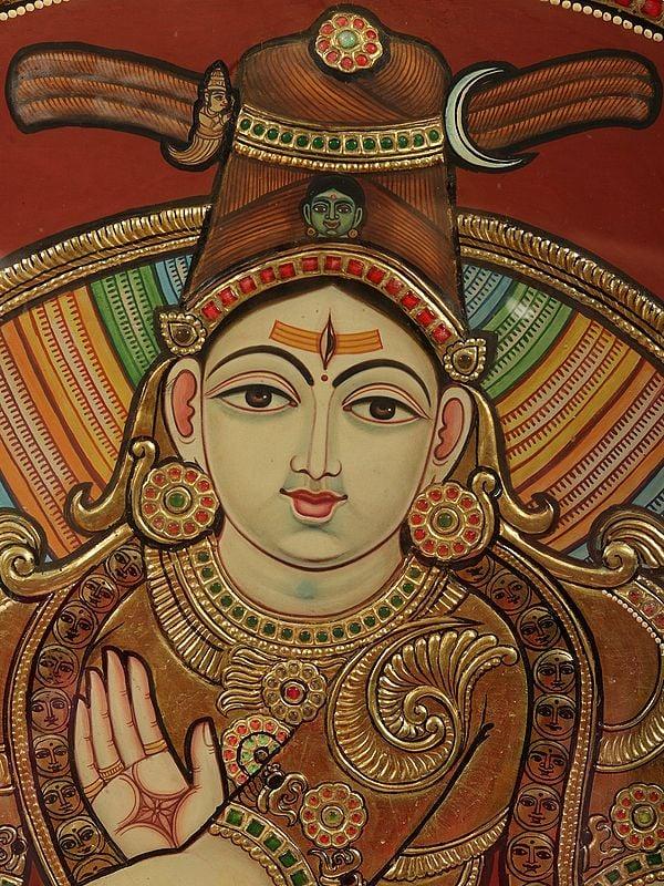Exotic India Chidambaram Nataraja Tanjore Painting | Traditional Colors With Gold Work
