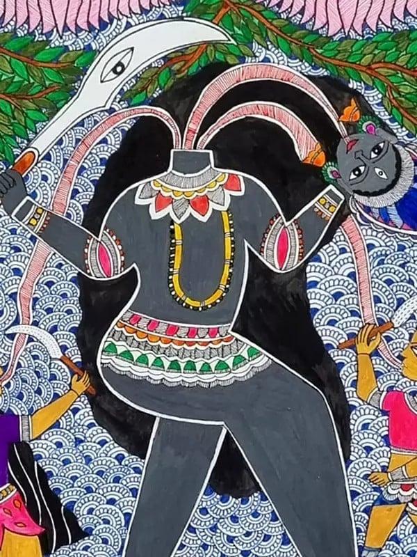 Exotic India Chinnamasta Devi (Ten Mahavidyas) | Acrylic On Handmade Paper | By Pallavi 