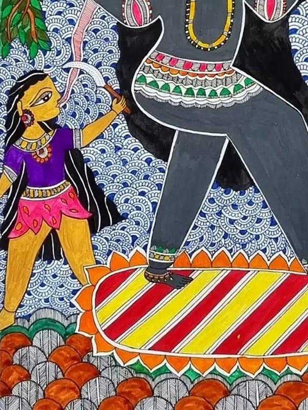 Exotic India Chinnamasta Devi (Ten Mahavidyas) | Acrylic On Handmade Paper | By Pallavi 