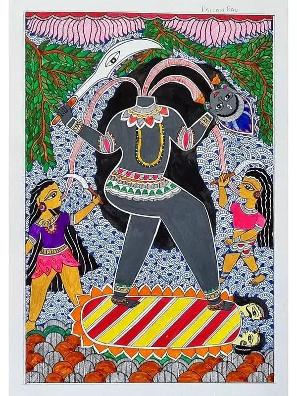 exotic india Chinnamasta Devi (Ten Mahavidyas) | Acrylic On Handmade Paper | By Pallavi 