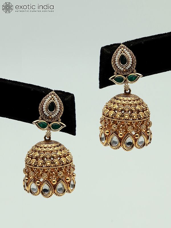 Exotic India Choker Attractive Stone Studded Necklace With Matching Earrings And Mangtika