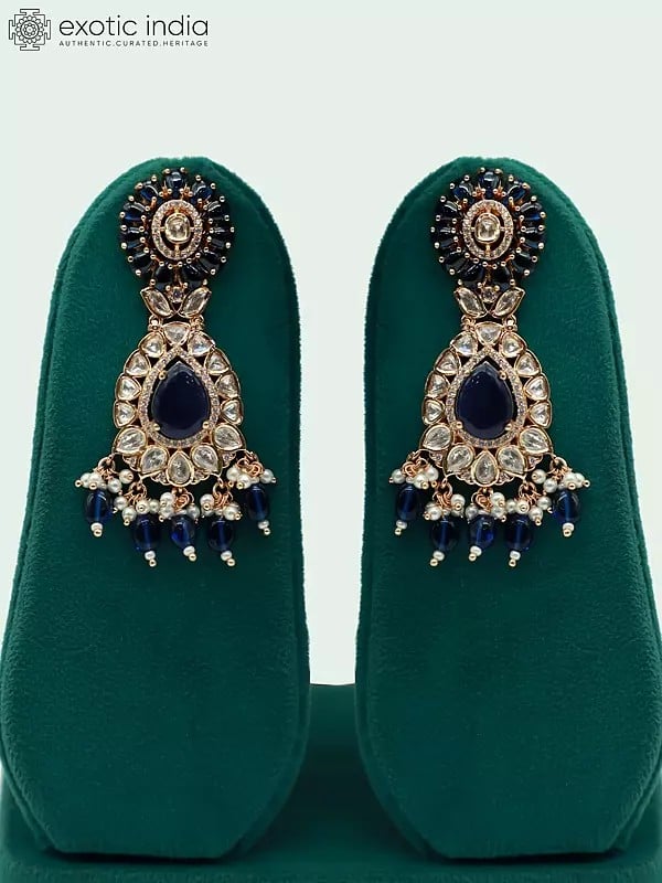 Exotic India Choker Design Elegant Stone Studded And Beaded Necklace With Earrings And Mangtika 