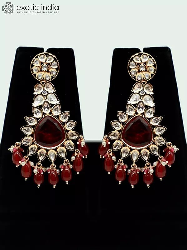 Exotic India Choker Design Stone Studded And Beaded Necklace With Matching Earrings And Mangtika