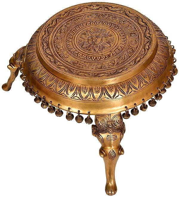 exotic india Chowki with Ghungroos and Elephant Legs