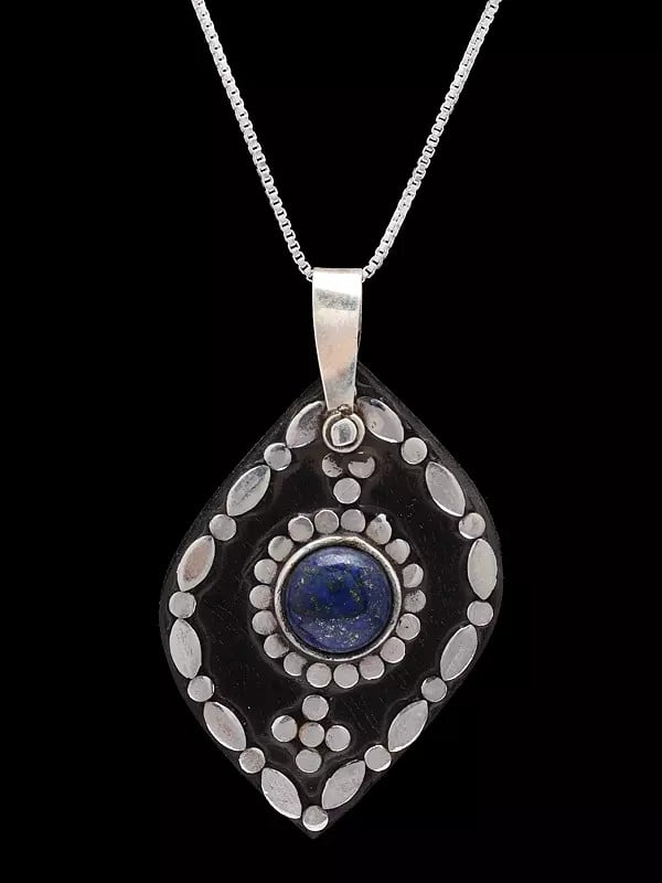 Exotic India Circular Cut Lapis Lazuli In Center Pendant 