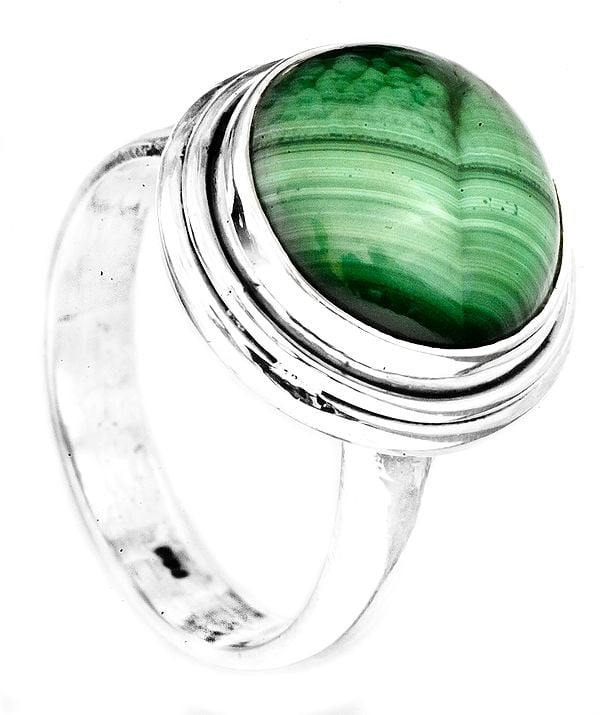 exotic india Circular Malachite Ring | Sterling Silver Jewelry 