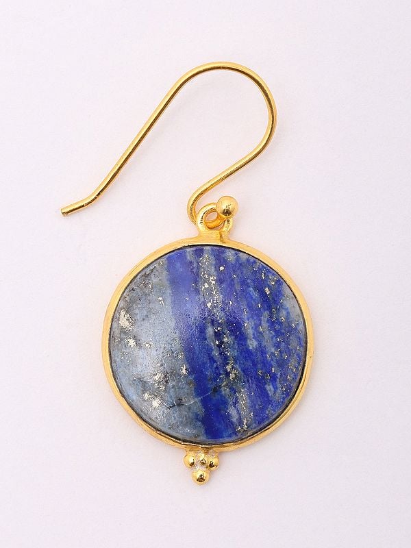 Exotic India Circular Shaped Lapis Lazuli Hook Earrings 