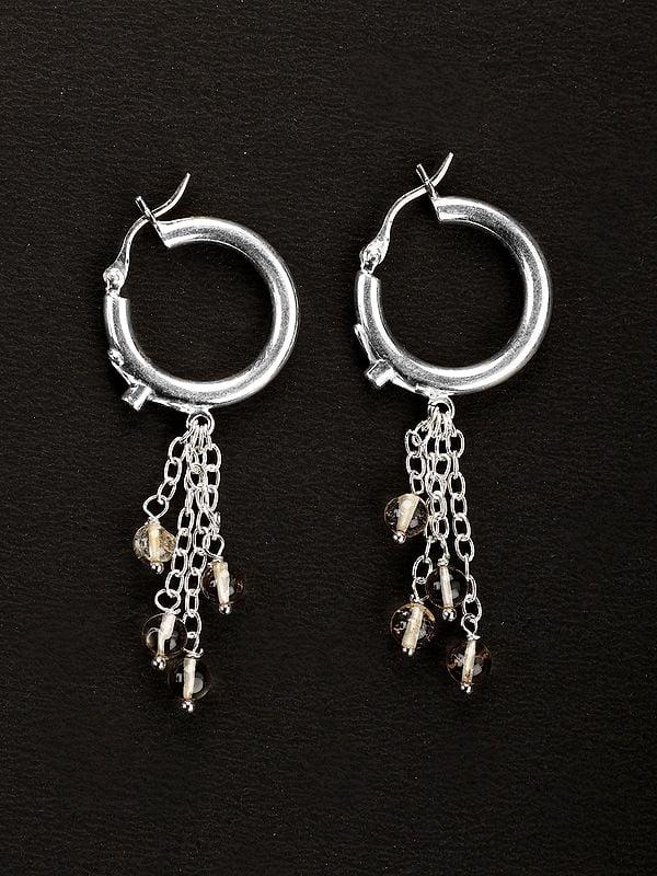 exotic india Citrine Hoop Earrings | Sterling Silver Earrings