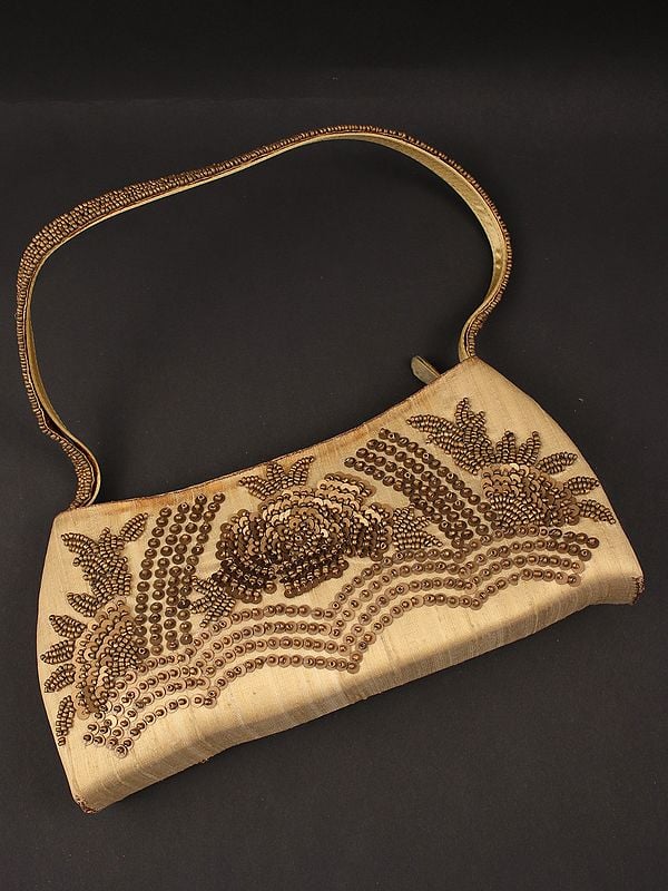 exotic india Clutch Bag with Bead and Sequins Embroidered by Hand 
